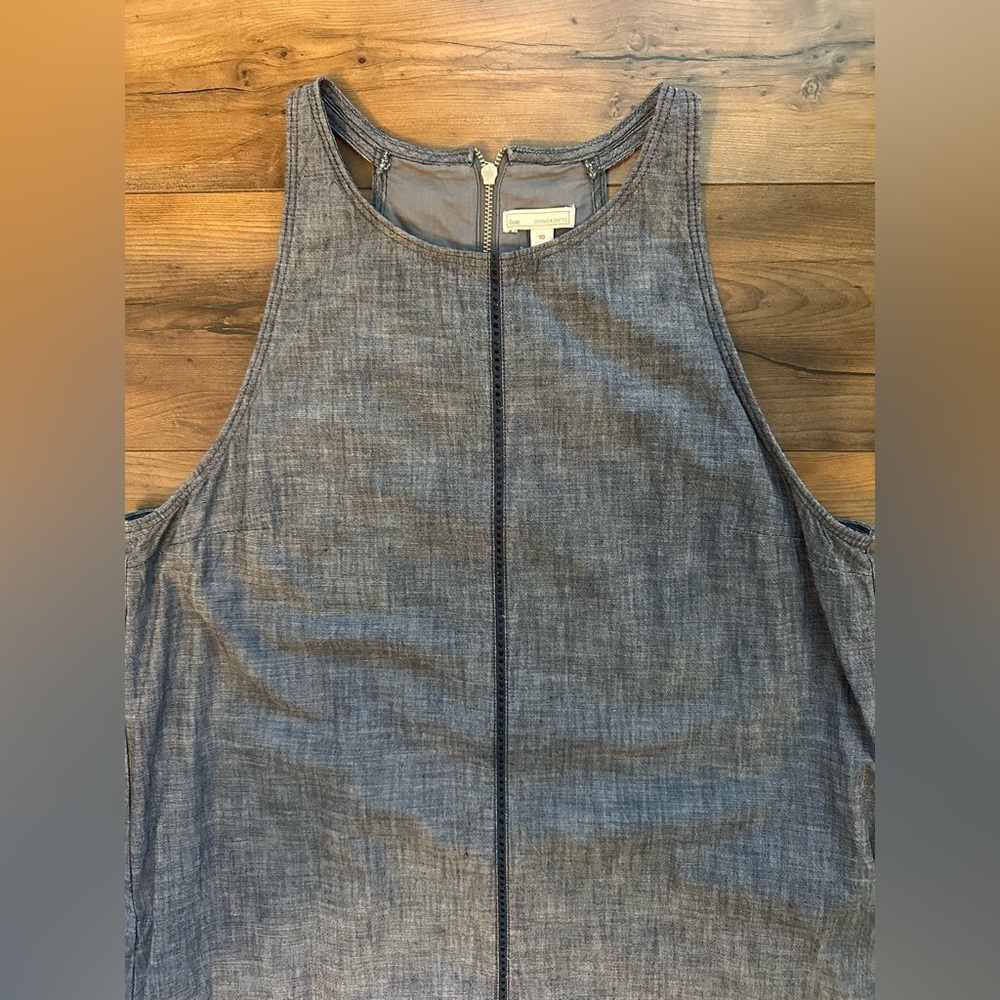 Gap Designed & Crafted Chambray Shift Dress Women’s 10, Medium Wash 100% Cotton - Picture 3 of 6